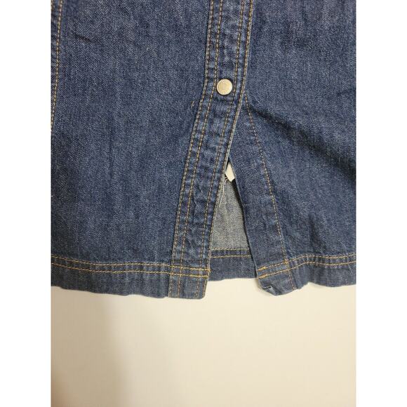 Tommy Hilfiger Women Petite Small 4 Dress Blue Jean Pocket Silver Button Up - Picture 11 of 12